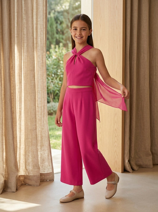 Conjunto top tirantes y pantalon fucsia