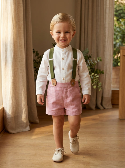 Conjunto camisa y short rosa con tirantes verdes "Capricornio"
