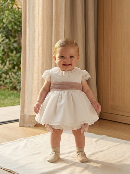 Jesusito con braguita organza rayada fajin