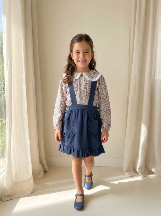 Pichi vaquero y camisa flores marrones
