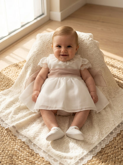 Jesusito con braguita organza rayada fajin