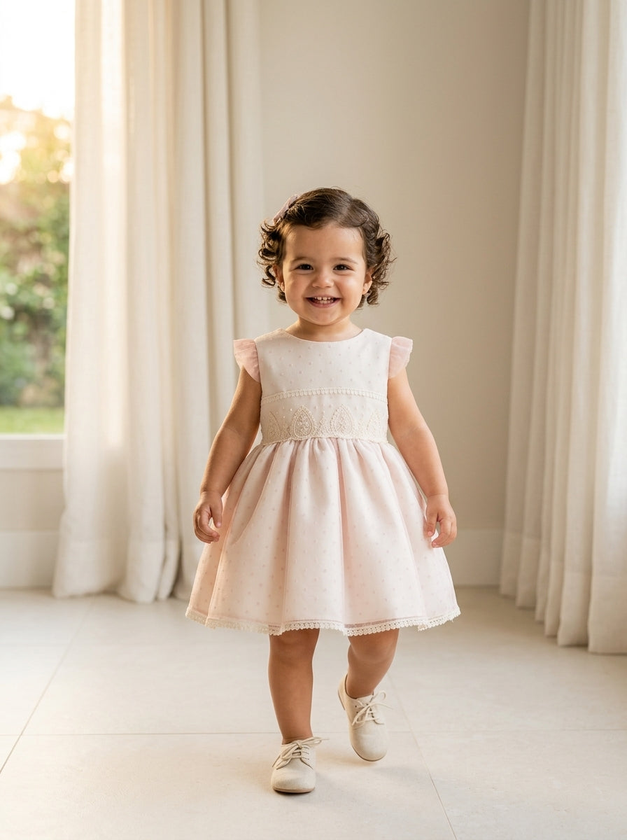 Vestido tul de plumeti rosa