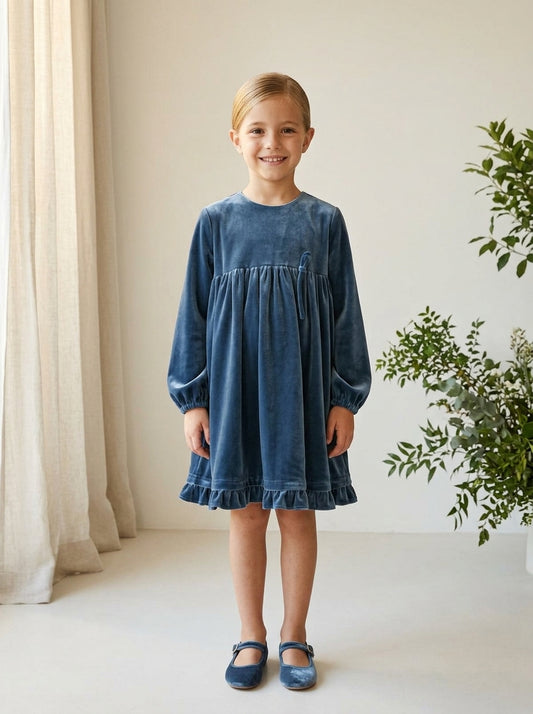 Vestido terciopelo azul azafata "Mickey"