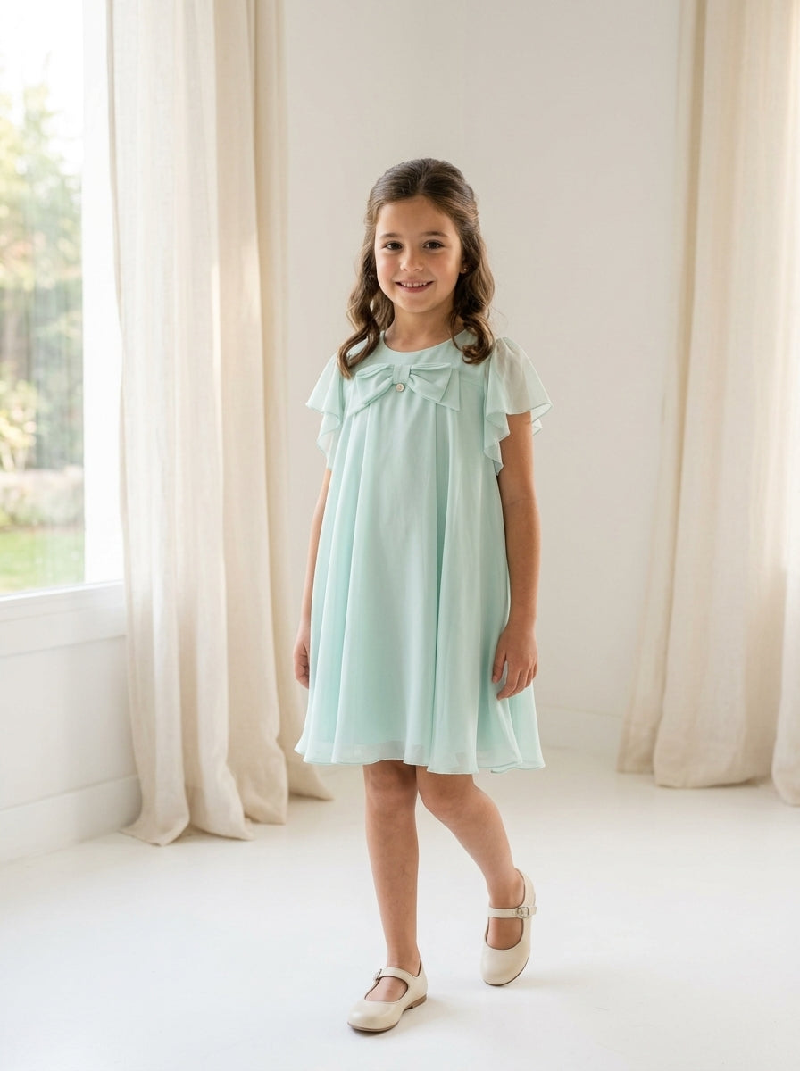 Vestido gasa verde agua