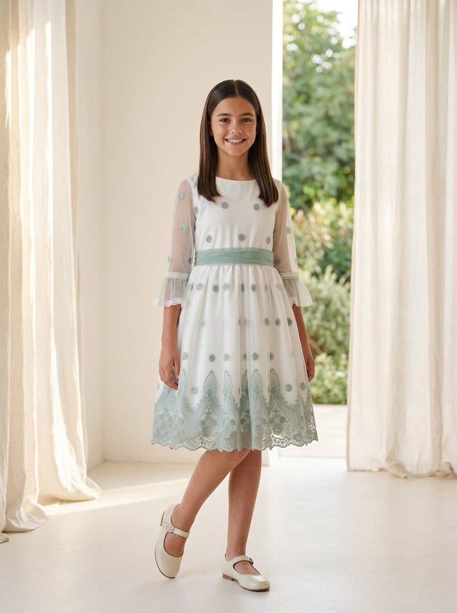 Vestido tul bordado verde Eire