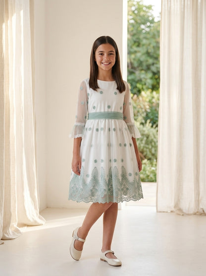 Vestido tul bordado verde Eire