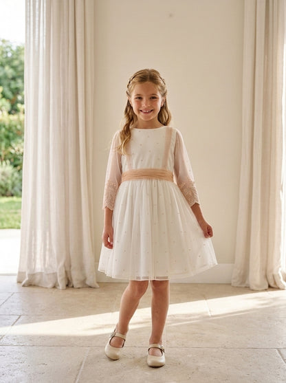 Vestido tul bordado salmón Deva