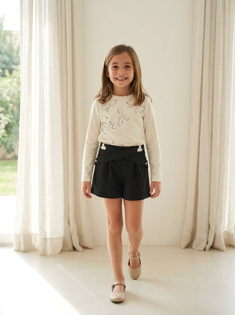 Conjunto camiseta serigrafiada y short negro