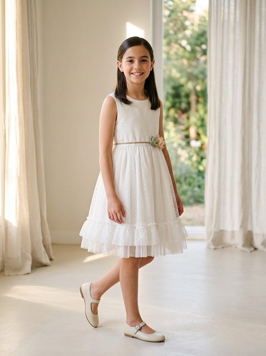 Vestido de tul blanco con flores