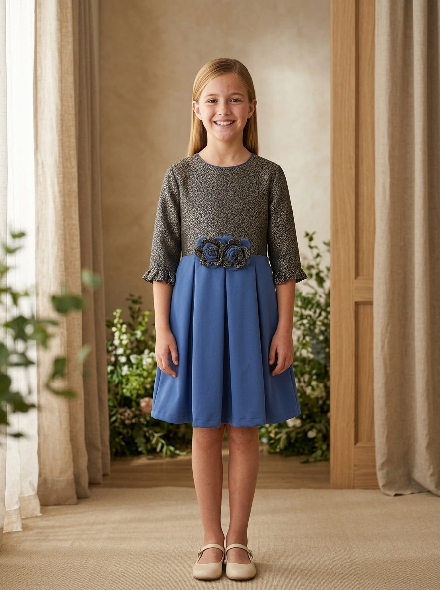 Vestido brocado azul