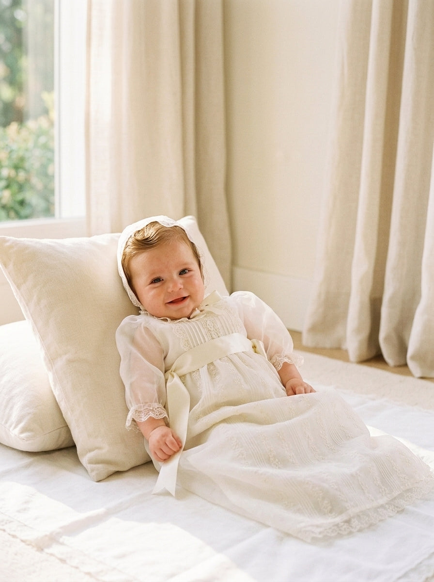Faldon organza beig con capa