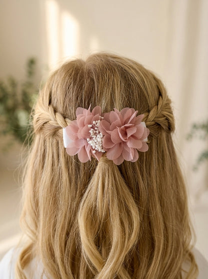 Tocado/broche pequeño flores rosas