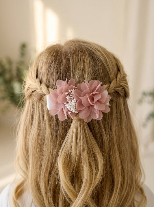 Tocado/broche pequeño flores rosas