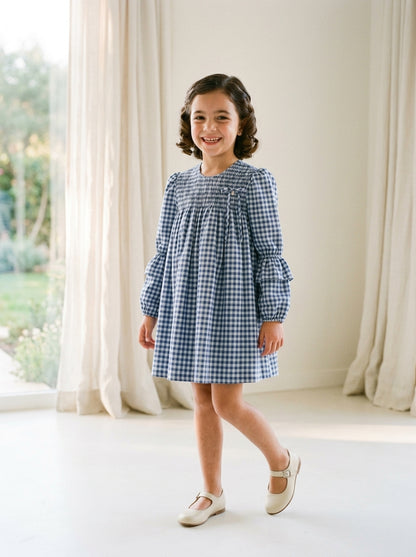 Vestido cuadros azules "Sueño"