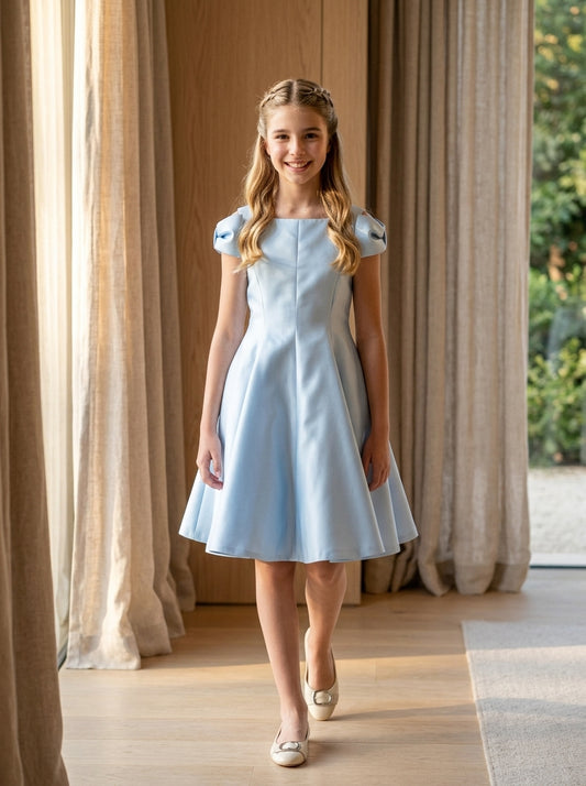 Vestido mikado azul bebe