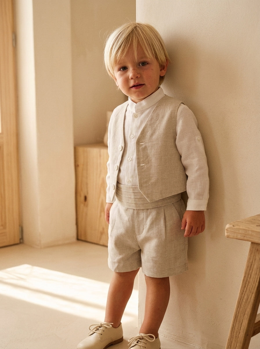 Conjunto lino cuatro piezas beig