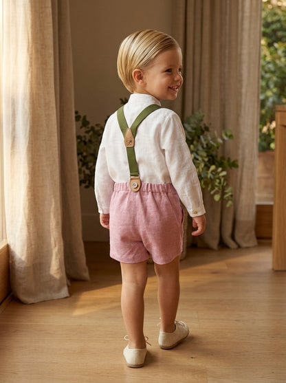 Conjunto camisa y short rosa con tirantes verdes "Capricornio"