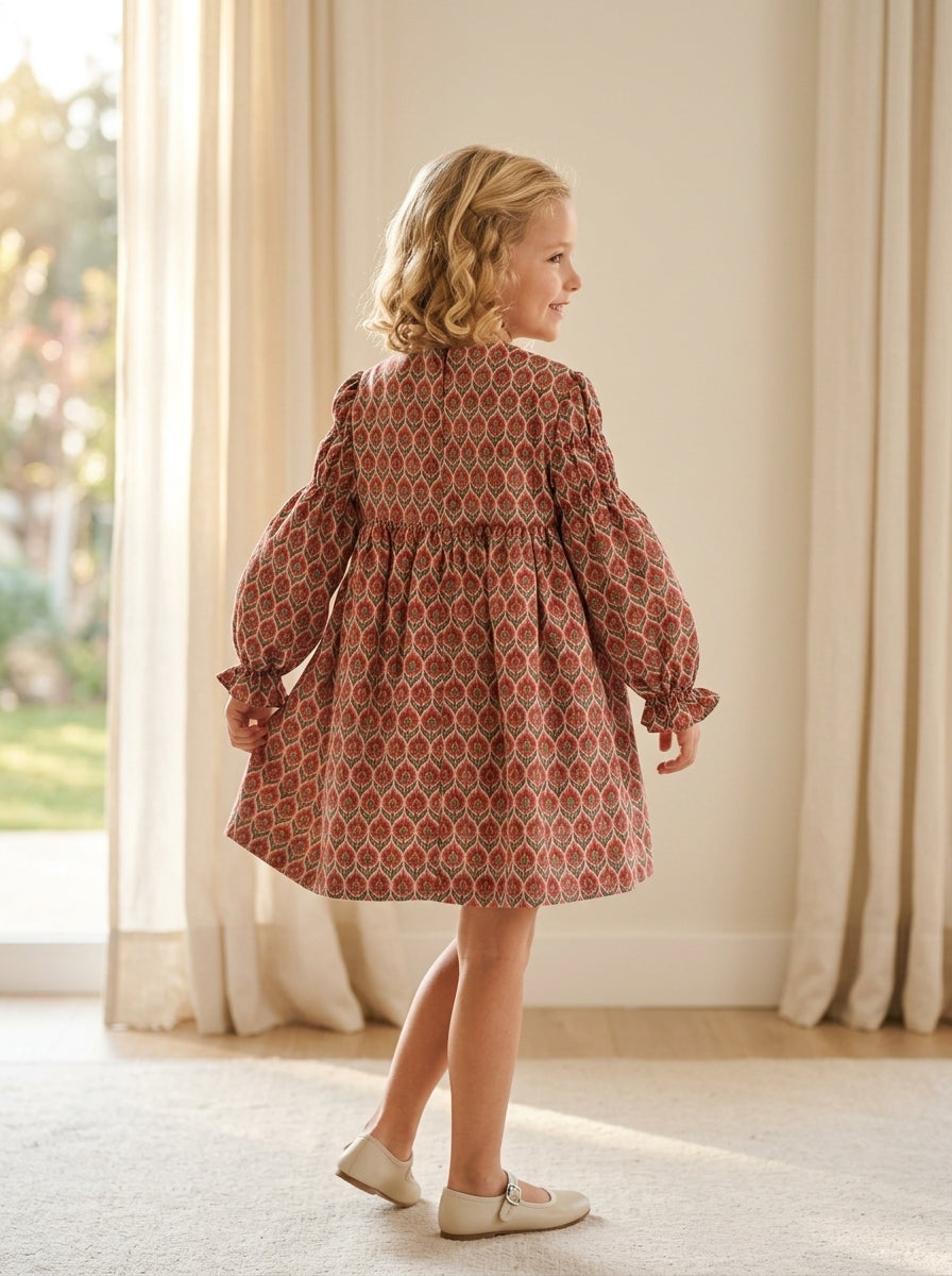 Vestido estampado granate "Dante"