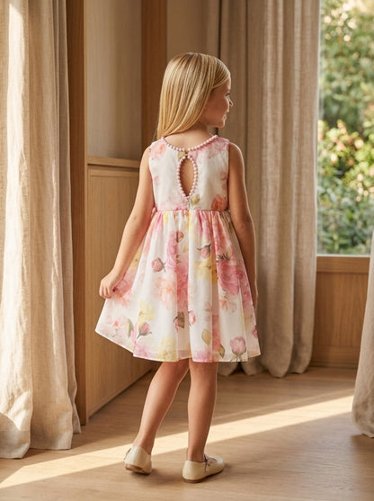 Vestido flores rosas y amarillas "Capricornio"