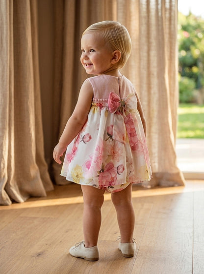 Vestido con braguita flores rosas "Capricornio"