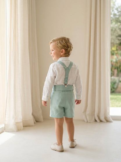 Conjunto tirantes verde agua con pajarita
