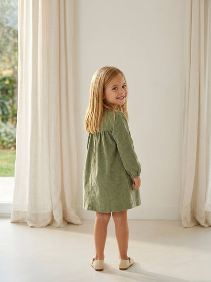 Vestido verde botella de pana