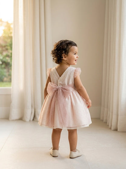 Vestido tul de plumeti rosa