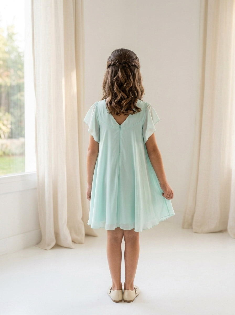 Vestido gasa verde agua