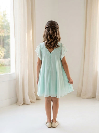 Vestido gasa verde agua