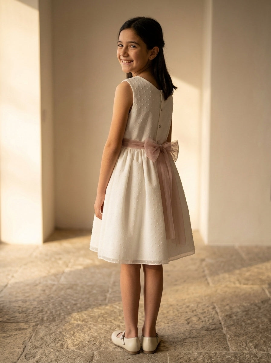 Vestido plumeti de gasa sin mangas