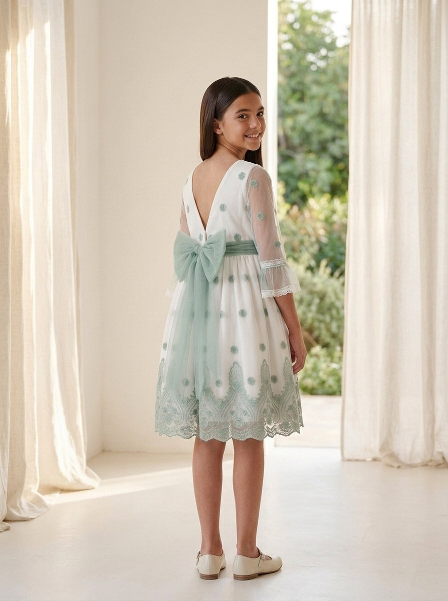 Vestido tul bordado verde Eire