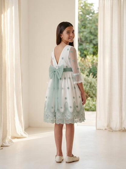 Vestido tul bordado verde Eire