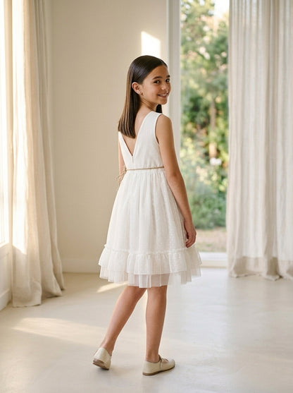 Vestido de tul blanco con flores