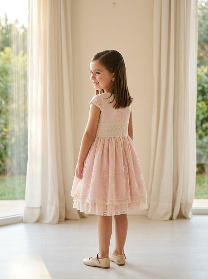 Vestido tul rosa con gran vuelo