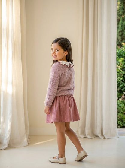 Conjunto jersey pelo rosa y falda "Alegria"
