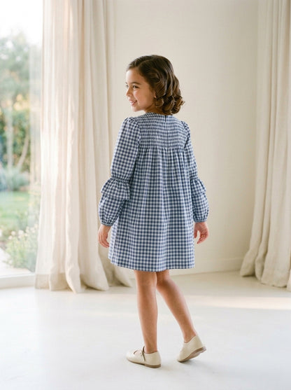 Vestido cuadros azules "Sueño"