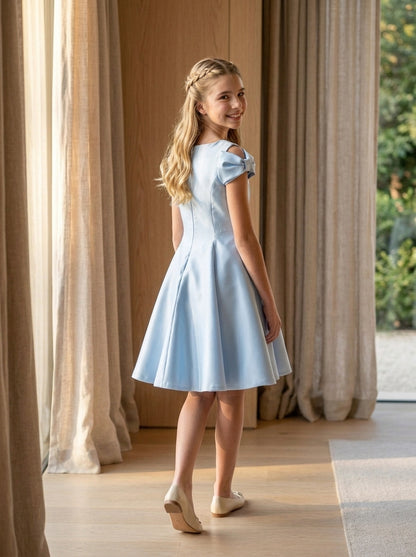 Vestido mikado azul bebe