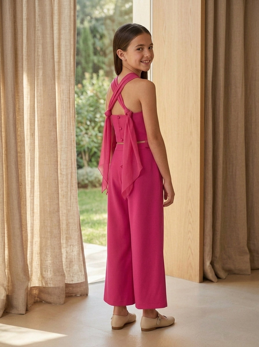 Conjunto top tirantes y pantalon fucsia