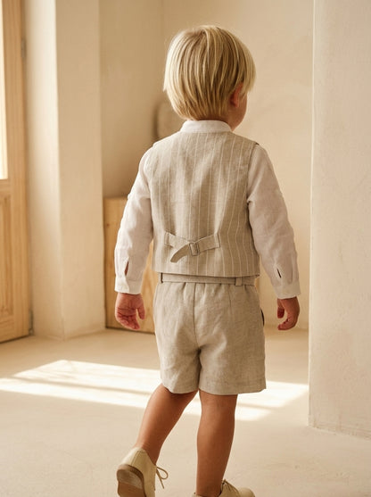 Conjunto lino cuatro piezas beig