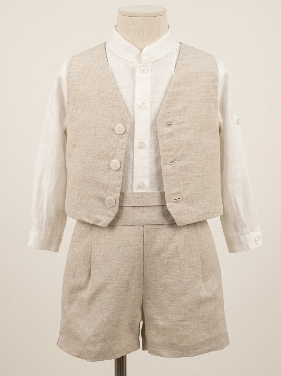 Conjunto lino cuatro piezas beig