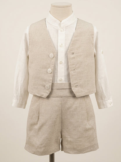 Conjunto lino cuatro piezas beig