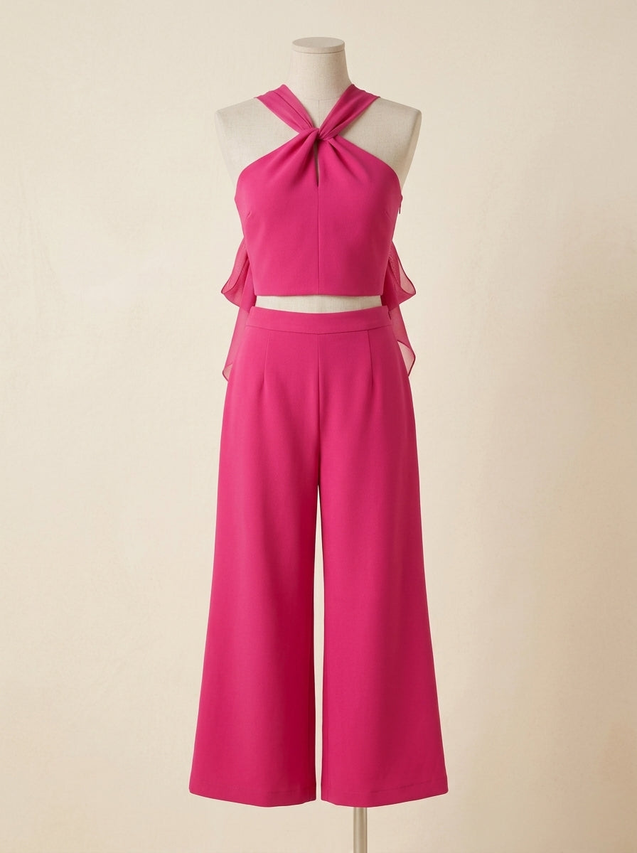 Conjunto top tirantes y pantalon fucsia