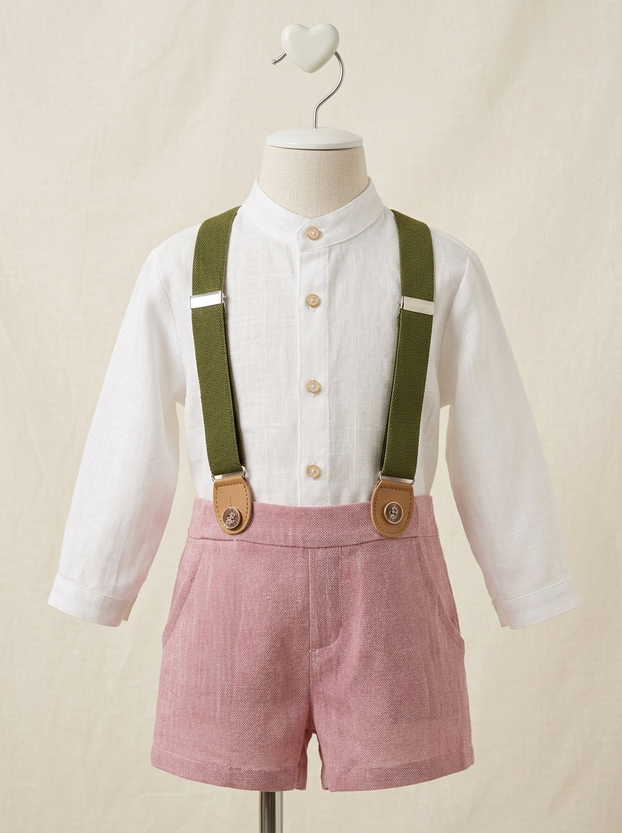 Conjunto camisa y short rosa con tirantes verdes "Capricornio"