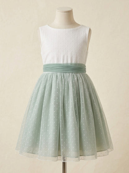 Vestido tul verde sin mangas