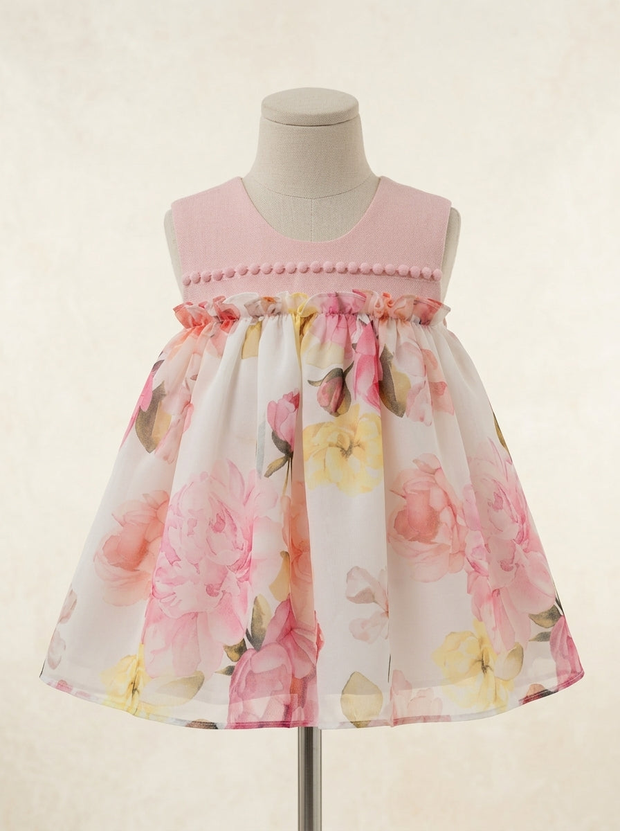 Vestido con braguita flores rosas "Capricornio"