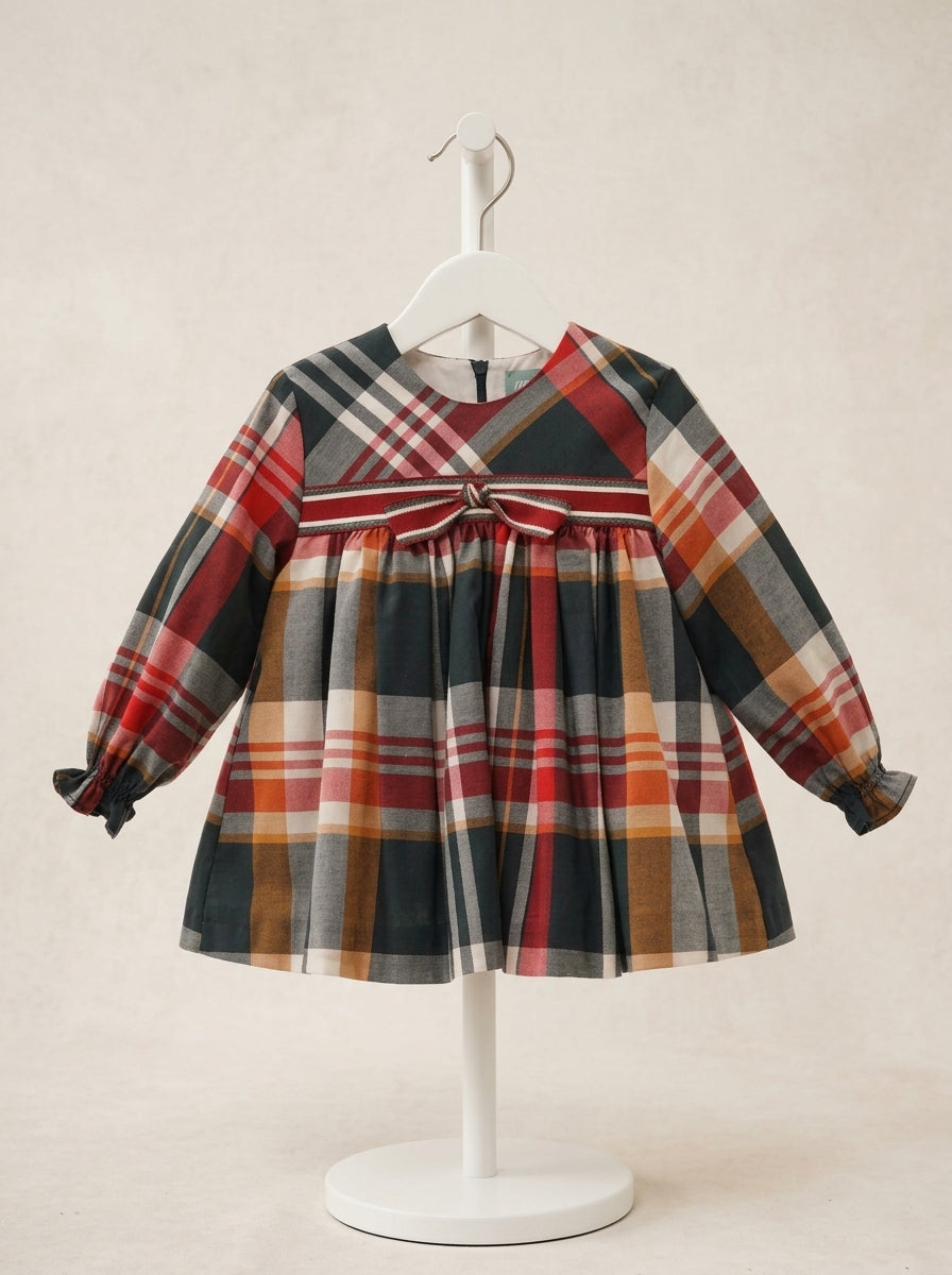 Vestido con braguita cuadro grises y rojos "Tiziano"