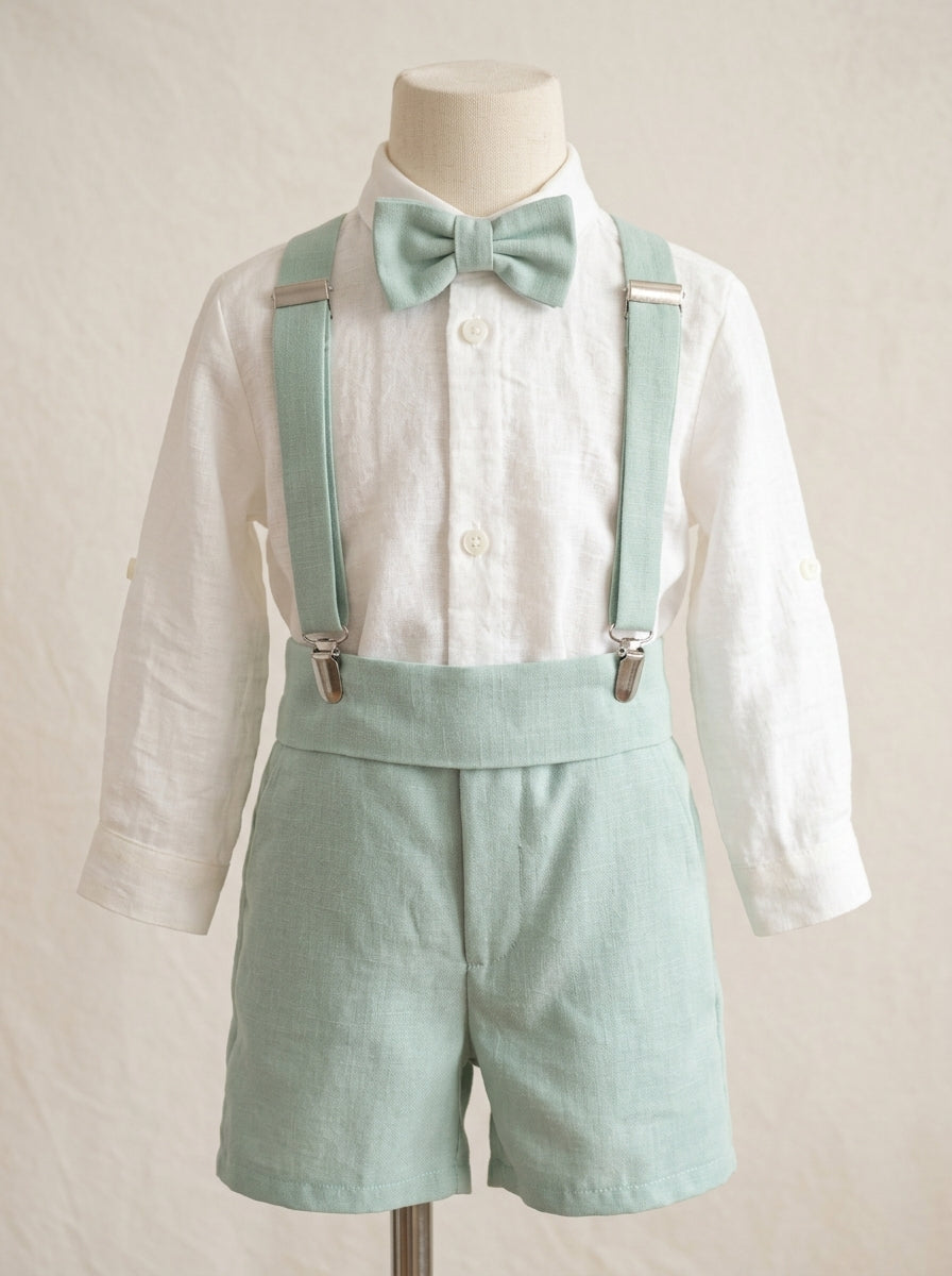 Conjunto tirantes verde agua con pajarita