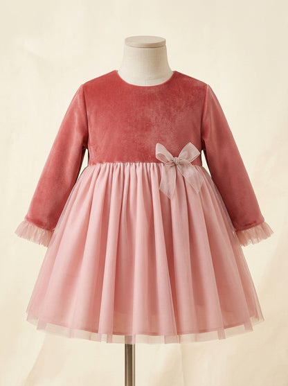 Vestido terciopelo teja con falda de tul "Vickie"