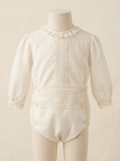 Conjunto camisa bordada y culote batista beig