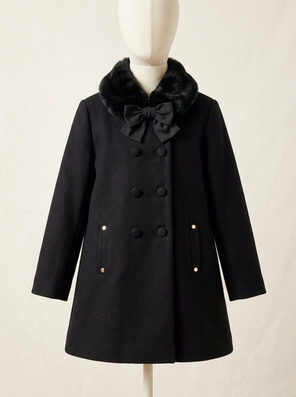 Abrigo largo negro cuello pelito extraible